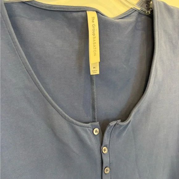 Babaton “Jimmy” Dusty Slate Blue Long Sleeve Henley Jumpsuit Onesie Medium - Picture 3 of 6